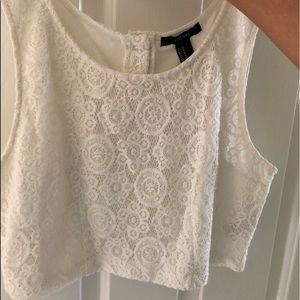 Forever 21 White Lace Crop Top